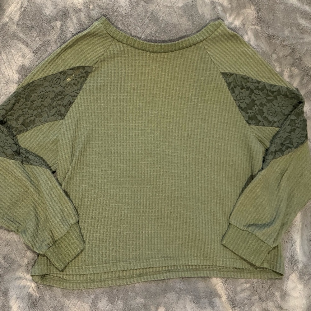 Olive Ribbed Knit Sweater
